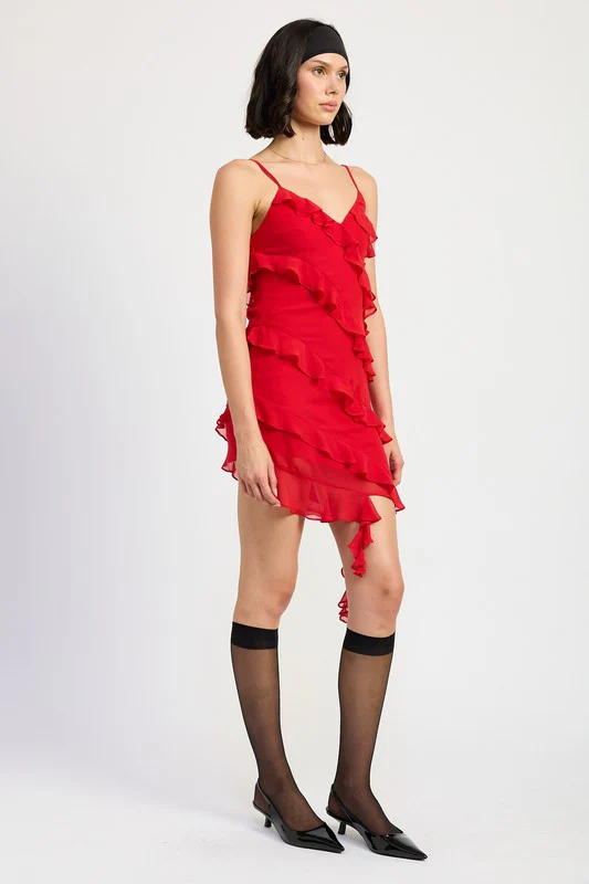 LIVY ASYMMETRICAL RUFFLE MINI DRESS - Image 12