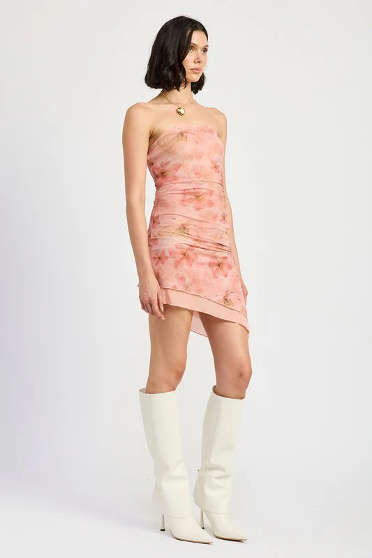 KATIE JO FLORAL ASYMMETRICAL STRAPLESS DRESS - Image 7
