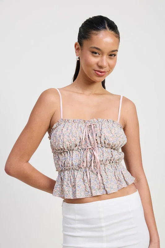 MALEY FLORAL TIERED  RUFFLE TOP - Image 4