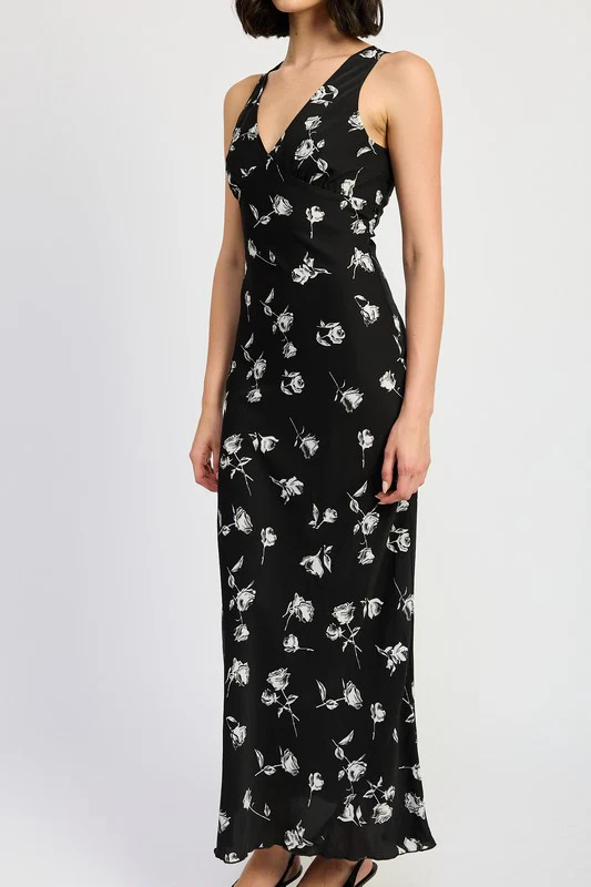 MISS PRIM FLORAL V NECK MAXI DRESS - Image 5
