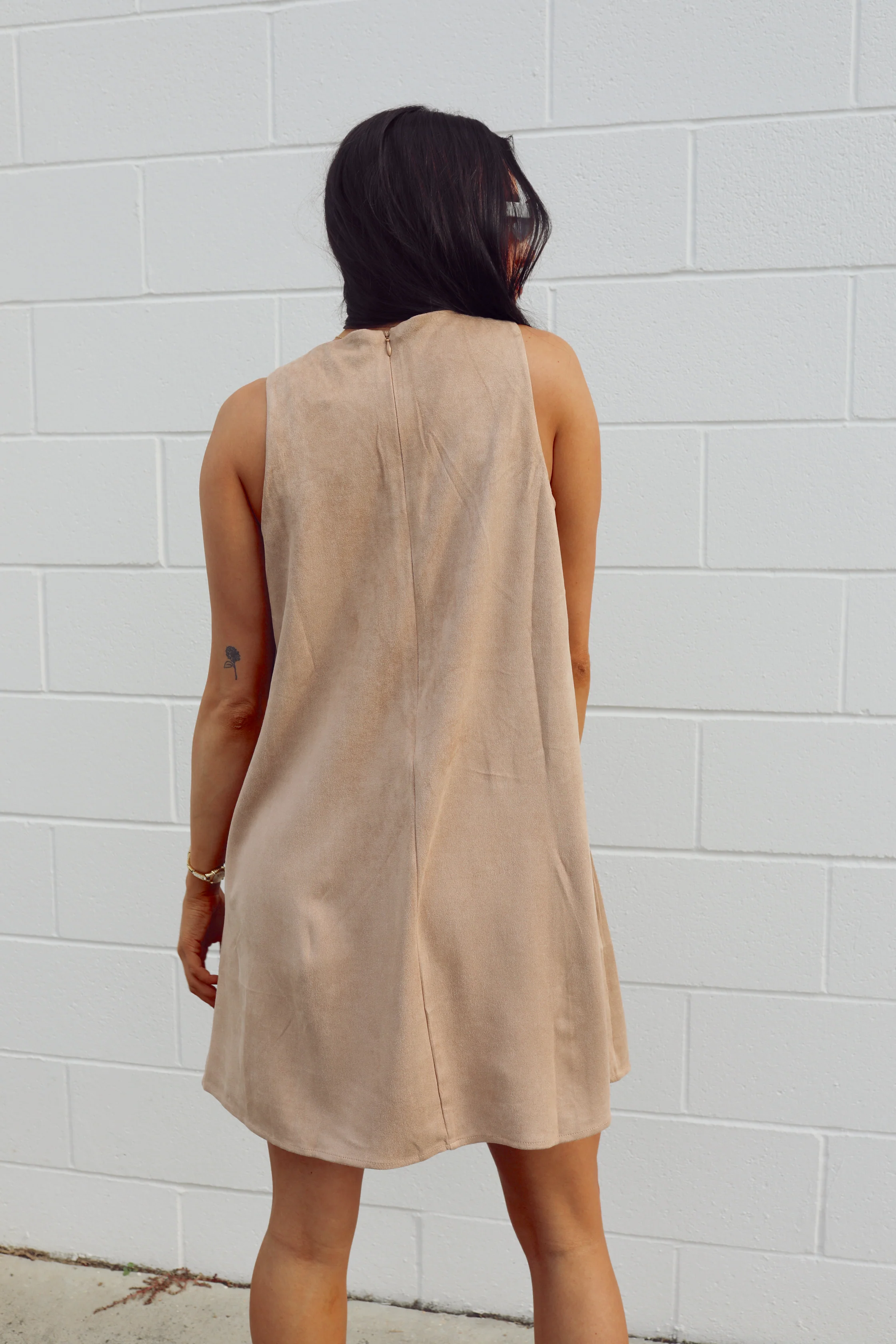 SIZE LARGE Latte A Day Suede Dress - Image 10