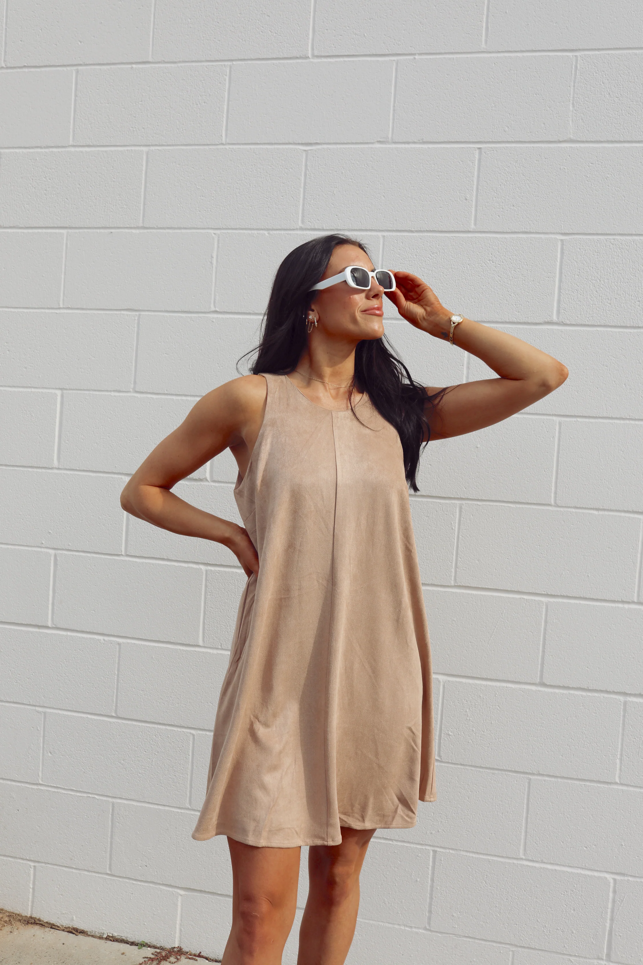 SIZE LARGE Latte A Day Suede Dress - Image 5