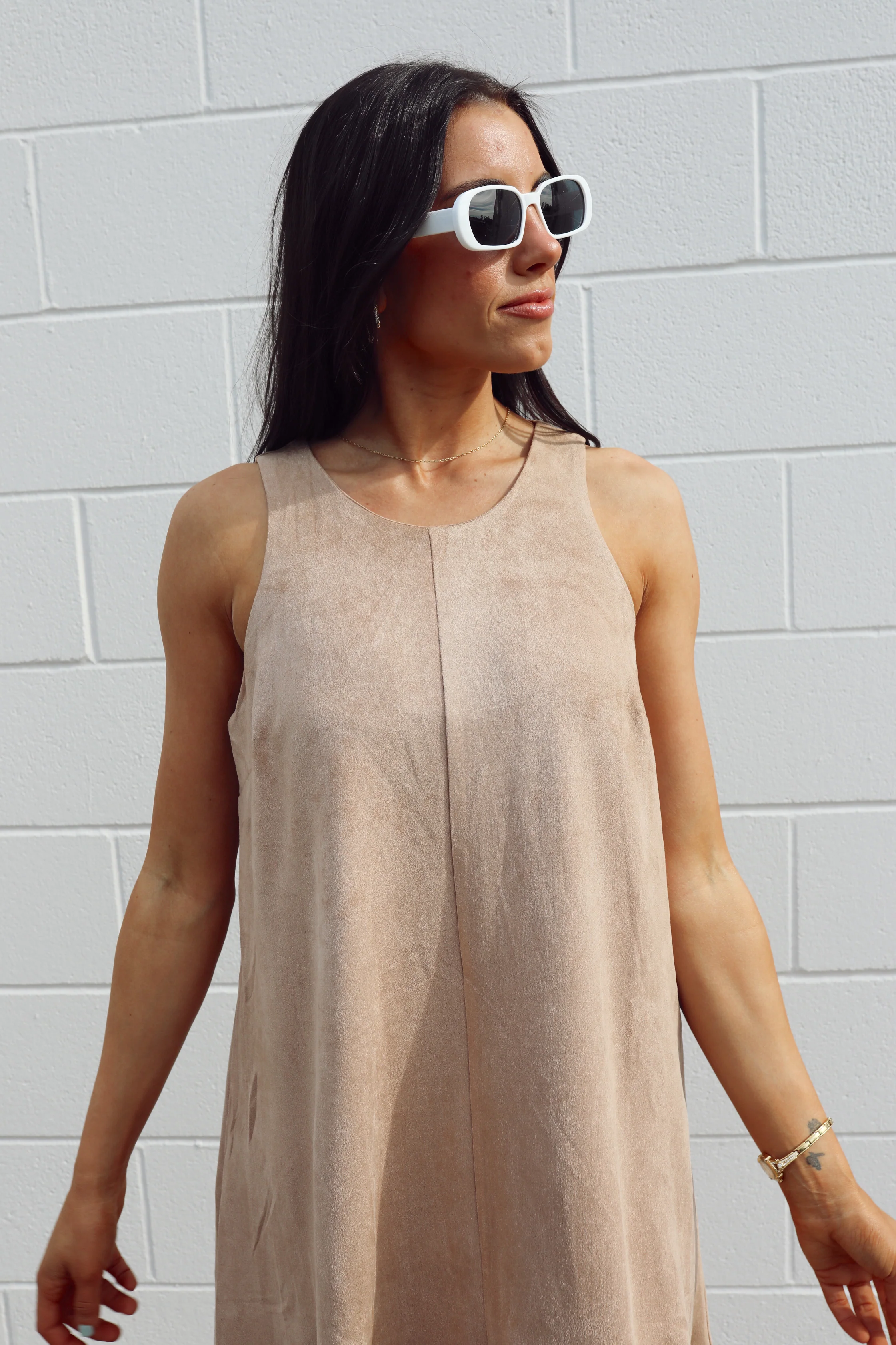 SIZE LARGE Latte A Day Suede Dress - Image 7