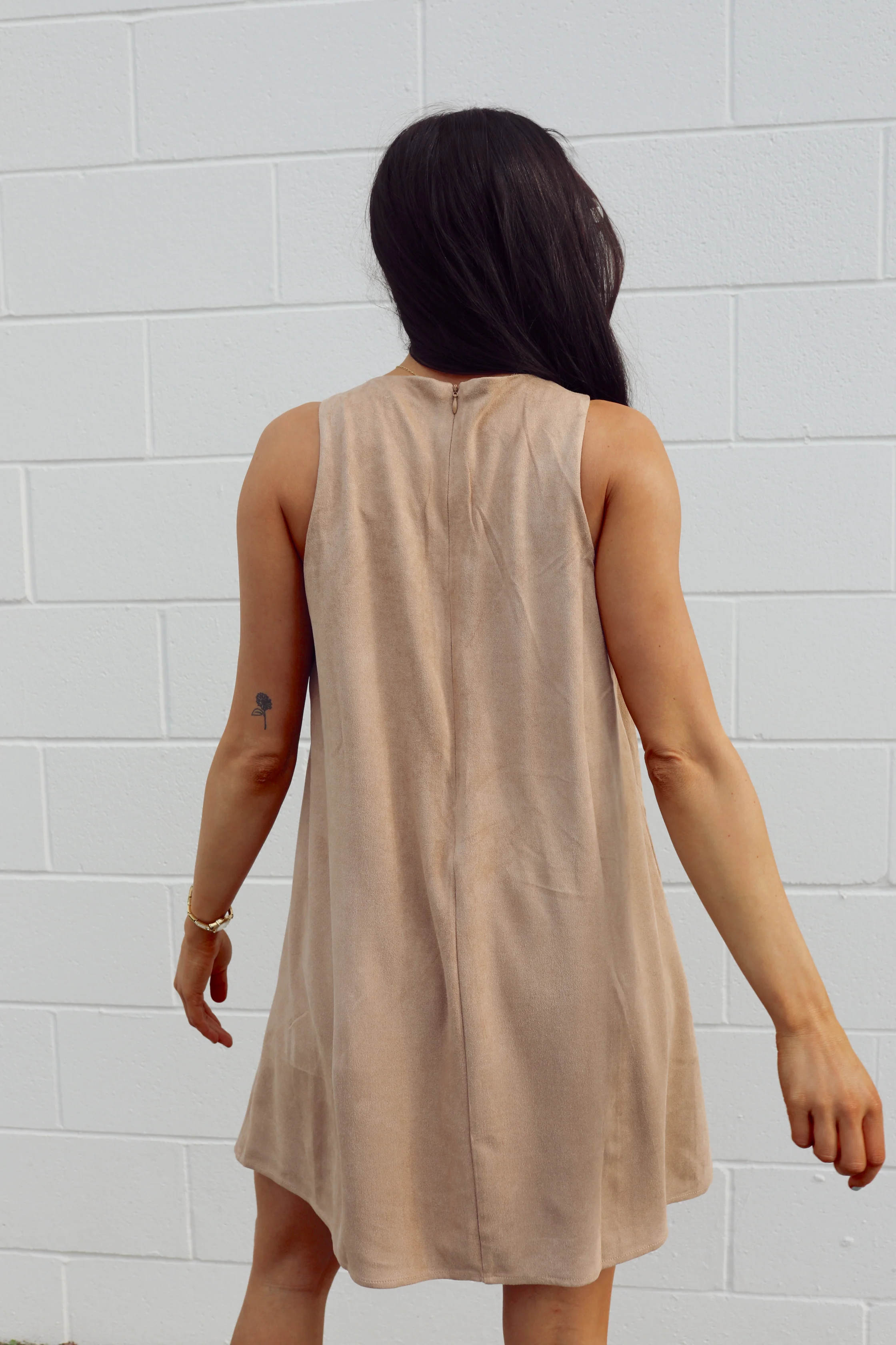 SIZE LARGE Latte A Day Suede Dress - Image 9
