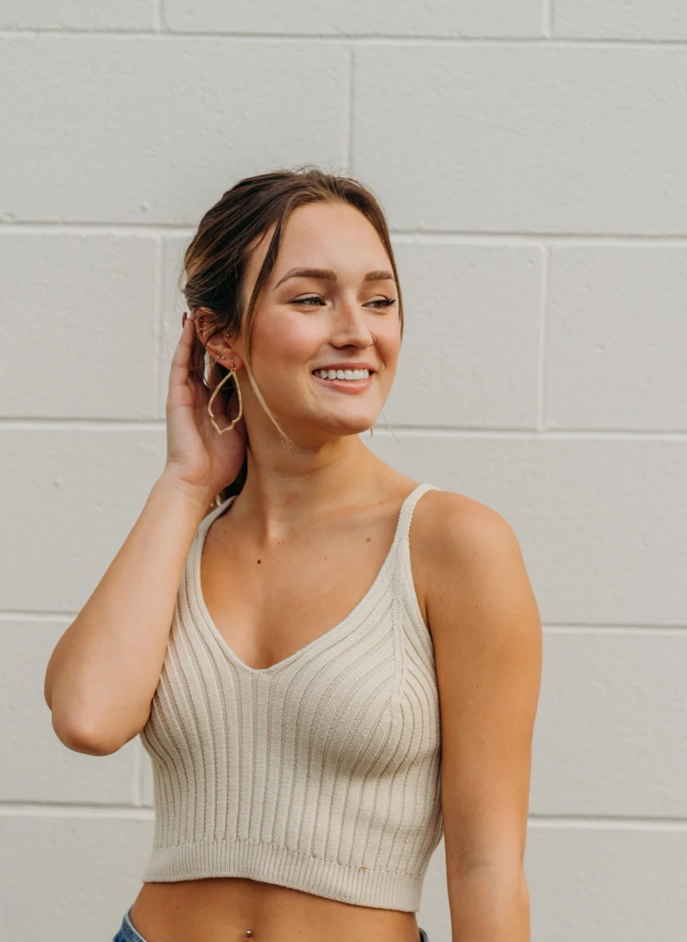 SIZE LARGE Marie Cropped Knit Tank Top - Image 5