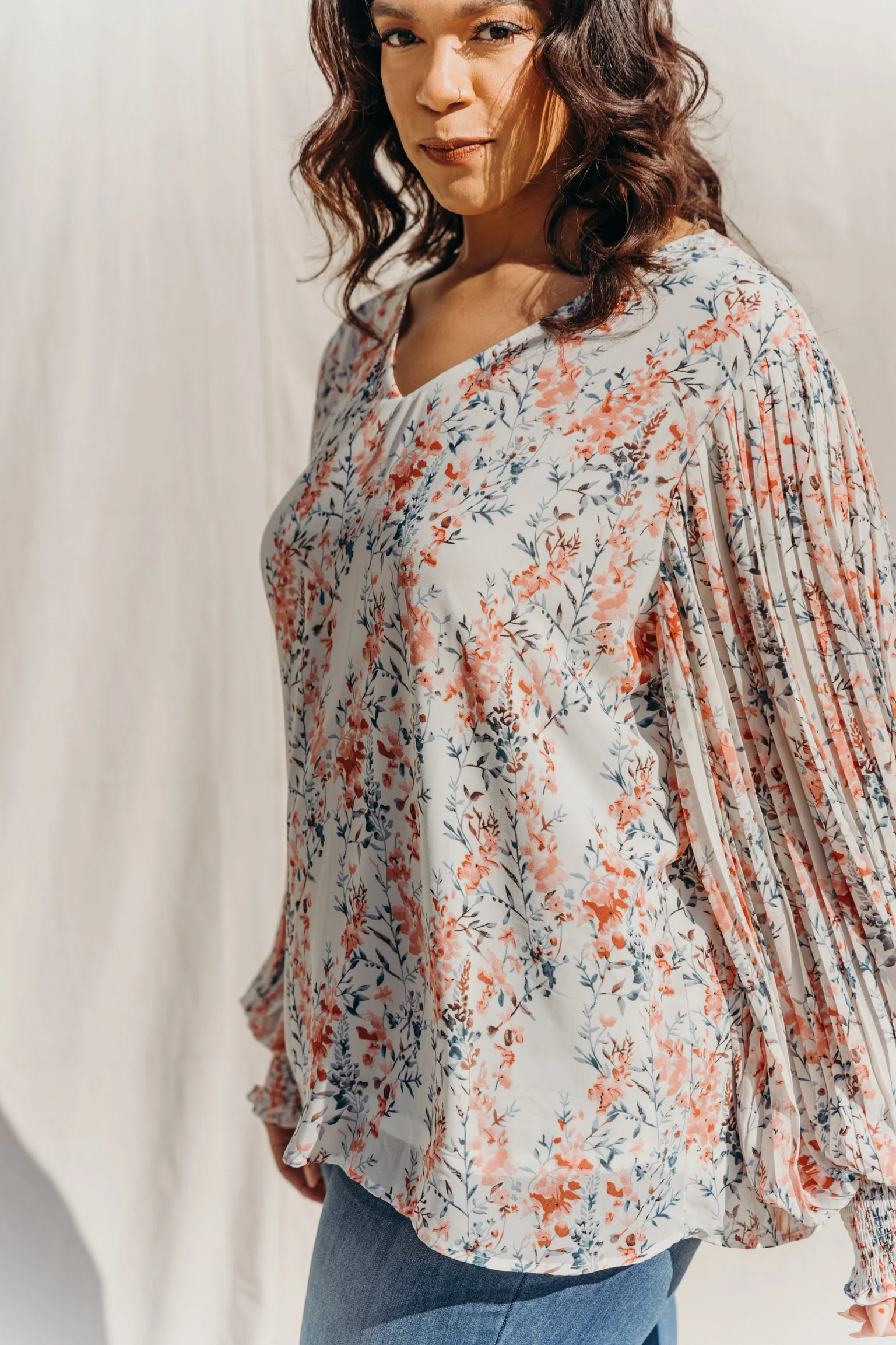 PLUS SIZE In The Moment Pleated Sleeve Blouse - Image 4