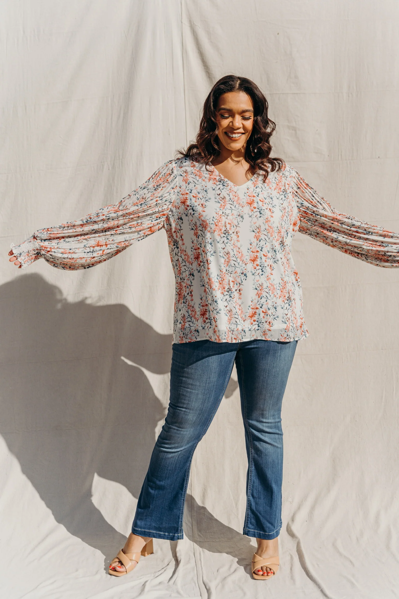 PLUS SIZE In The Moment Pleated Sleeve Blouse - Image 6