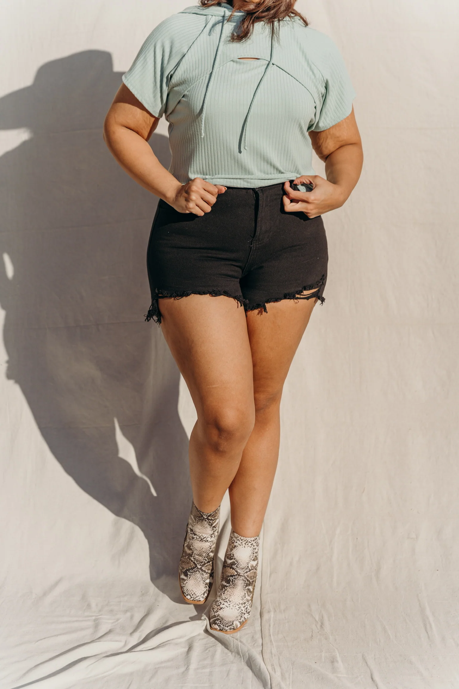 PLUS SIZE Novah Distressed Denim Shorts - Image 6
