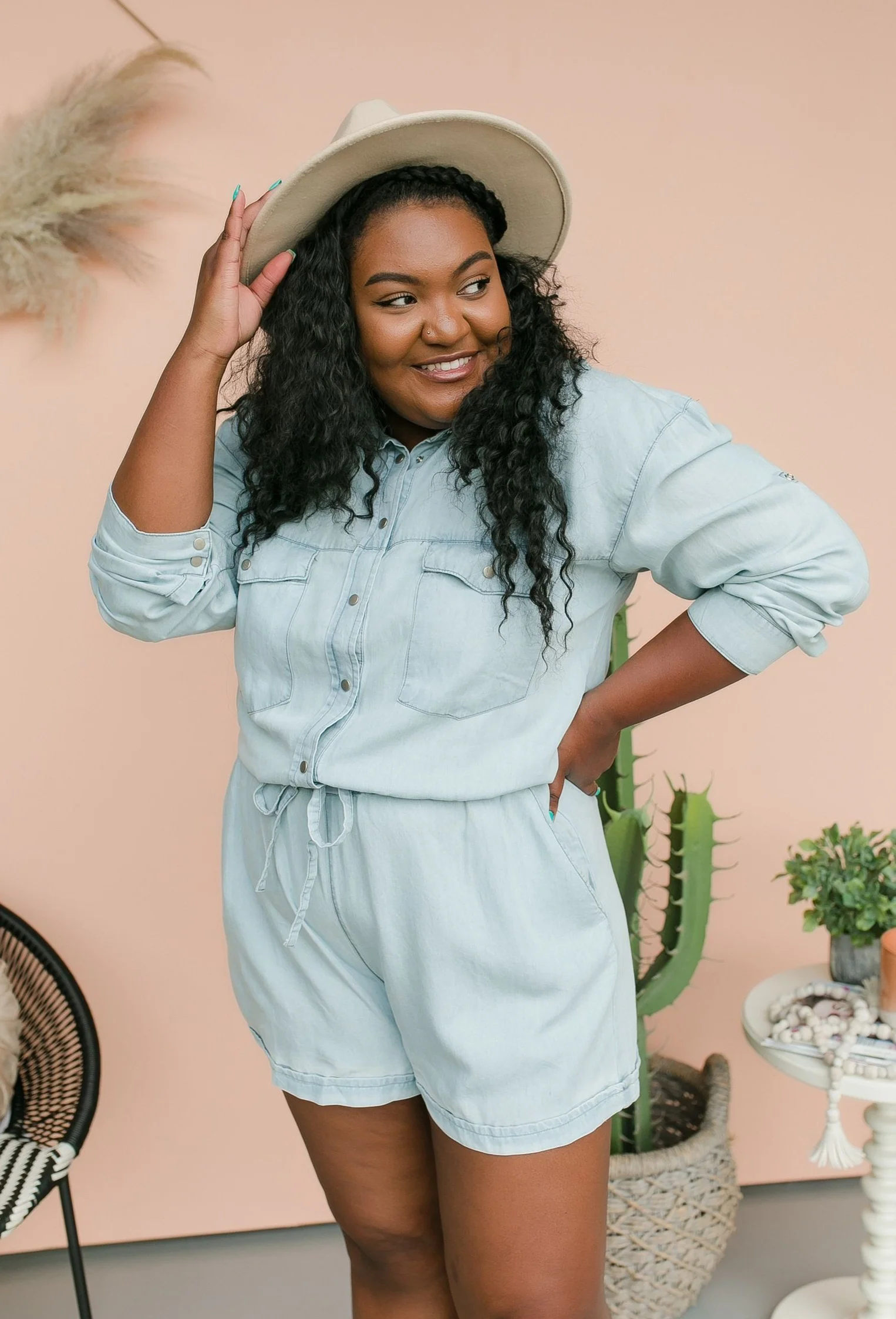 PLUS SIZE One Wish Denim Romper - Image 3
