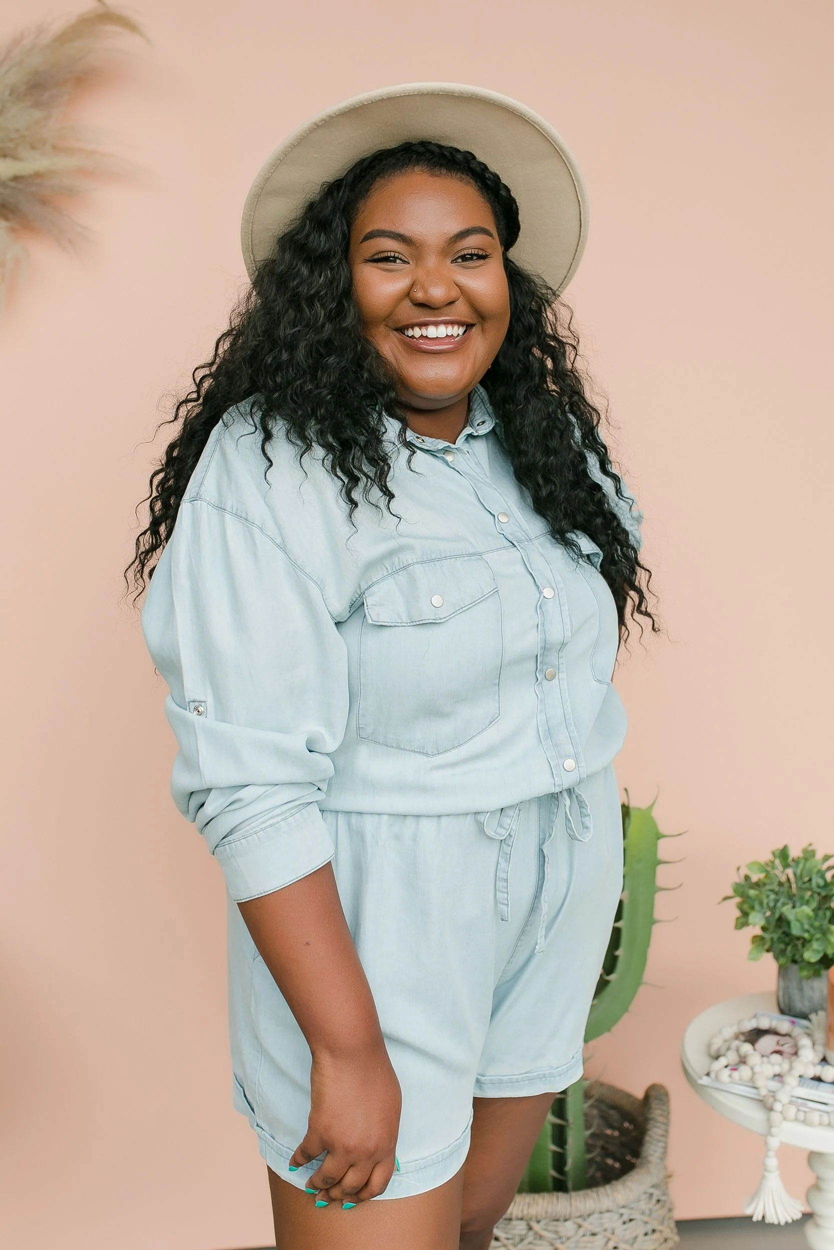 PLUS SIZE One Wish Denim Romper - Image 4
