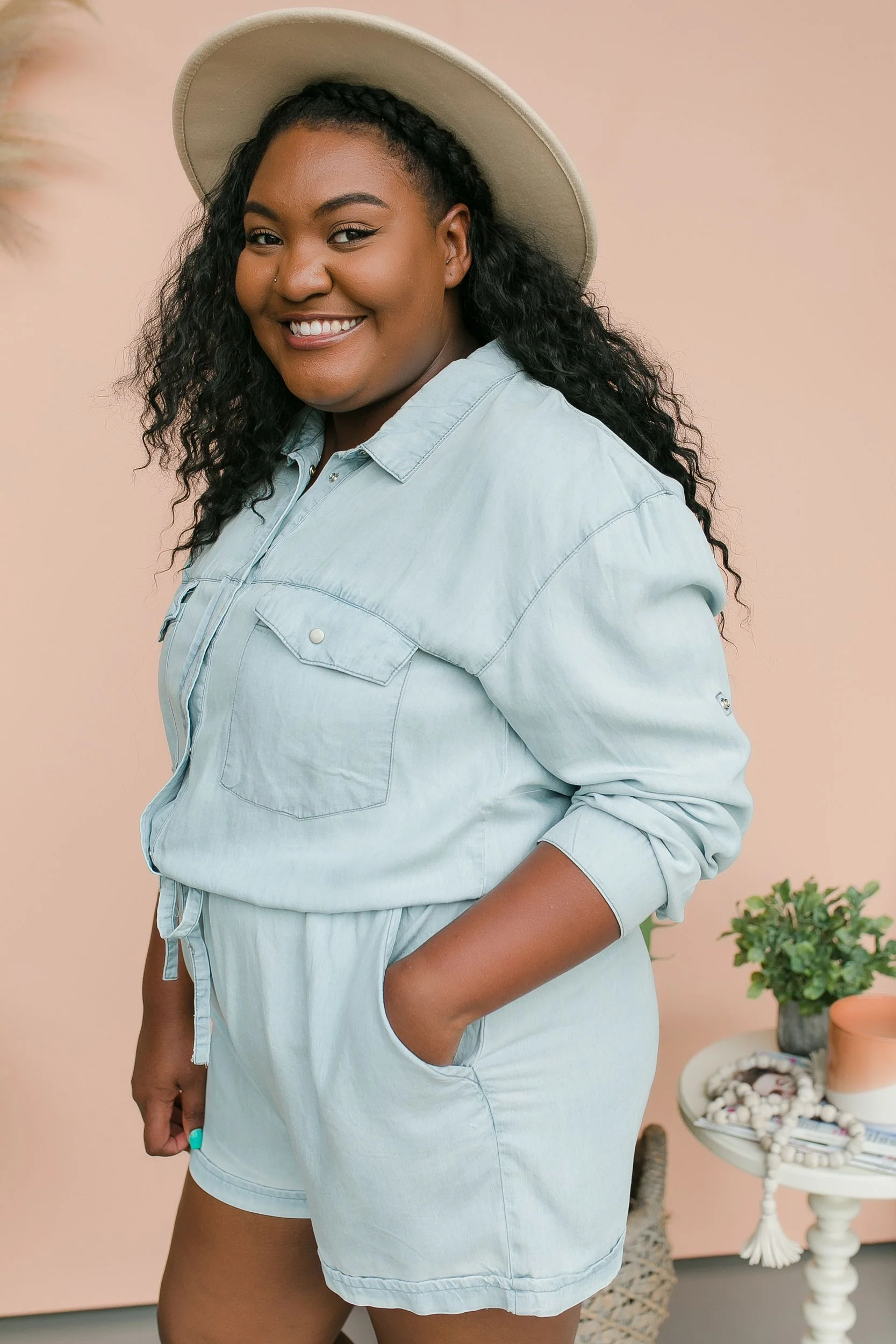 PLUS SIZE One Wish Denim Romper - Image 5