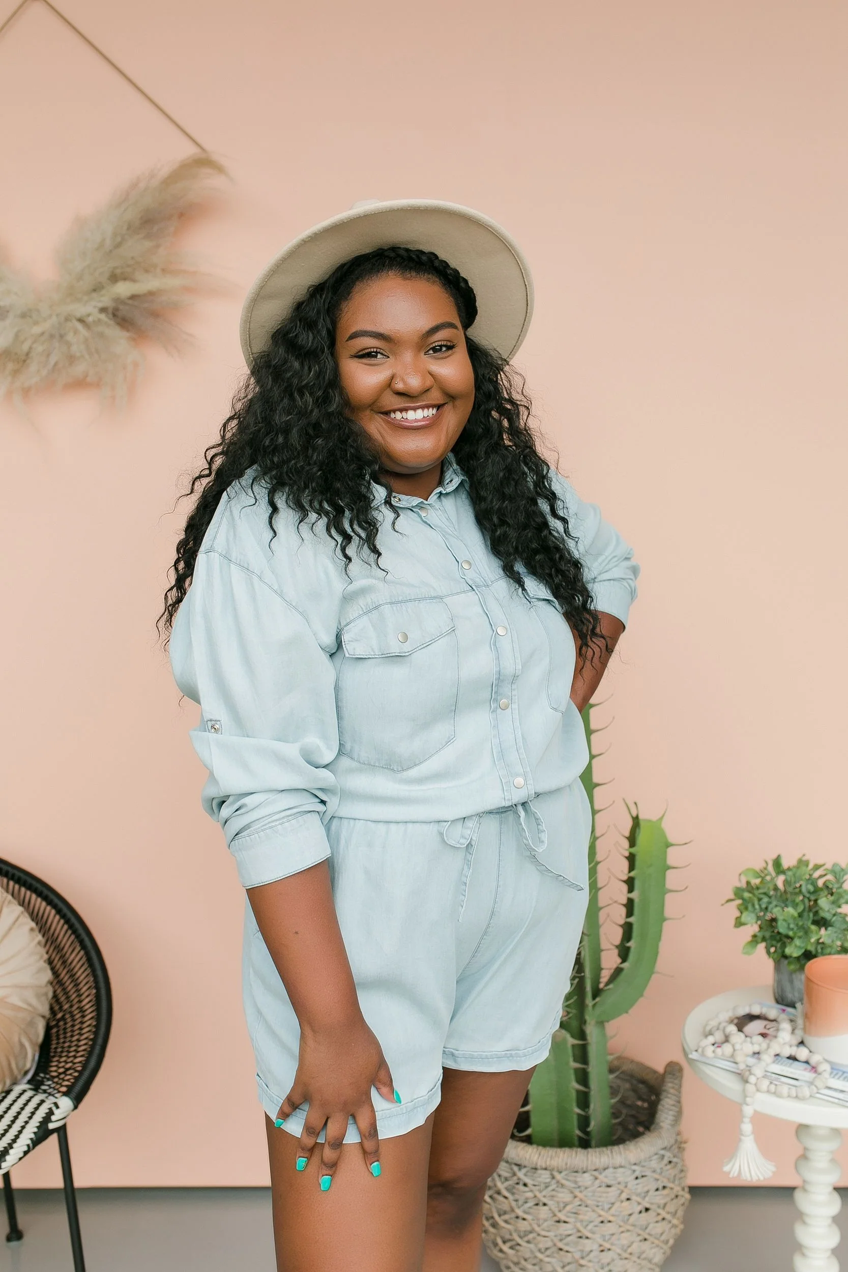PLUS SIZE One Wish Denim Romper - Image 6