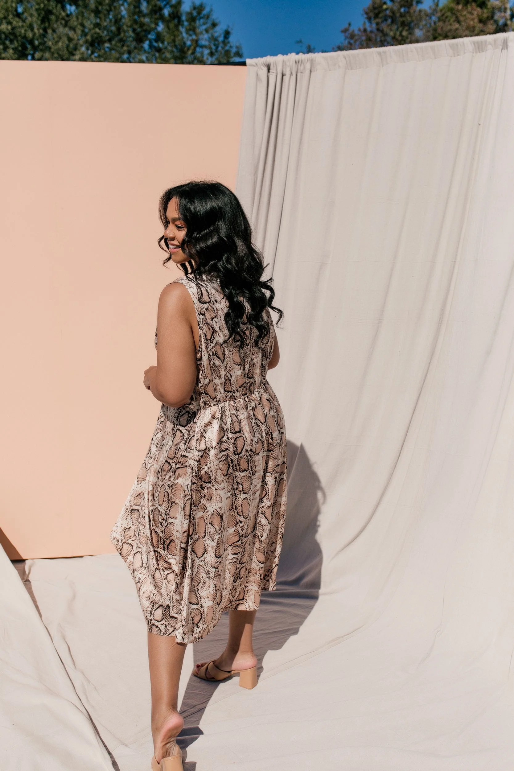 SIZE 3XL PLUS SIZE Augustine Snake Print Midi Dress - Image 3