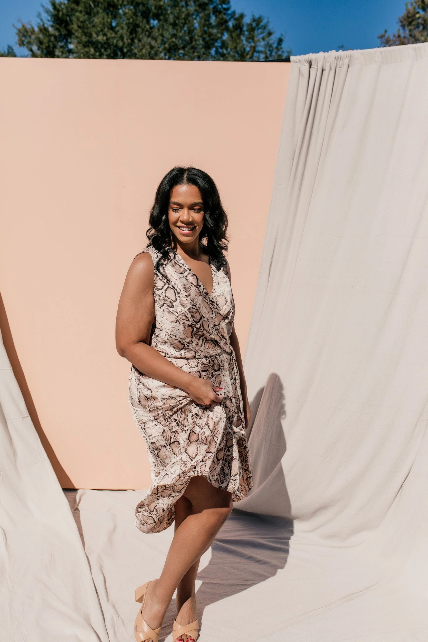 SIZE 3XL PLUS SIZE Augustine Snake Print Midi Dress - Image 4