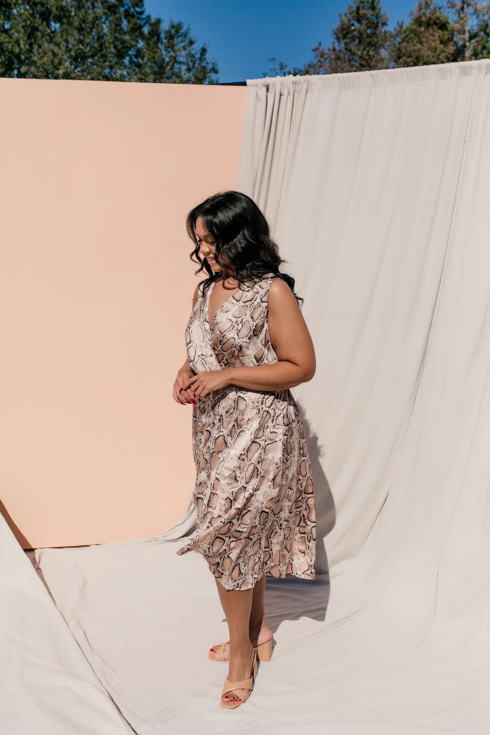 SIZE 3XL PLUS SIZE Augustine Snake Print Midi Dress - Image 5