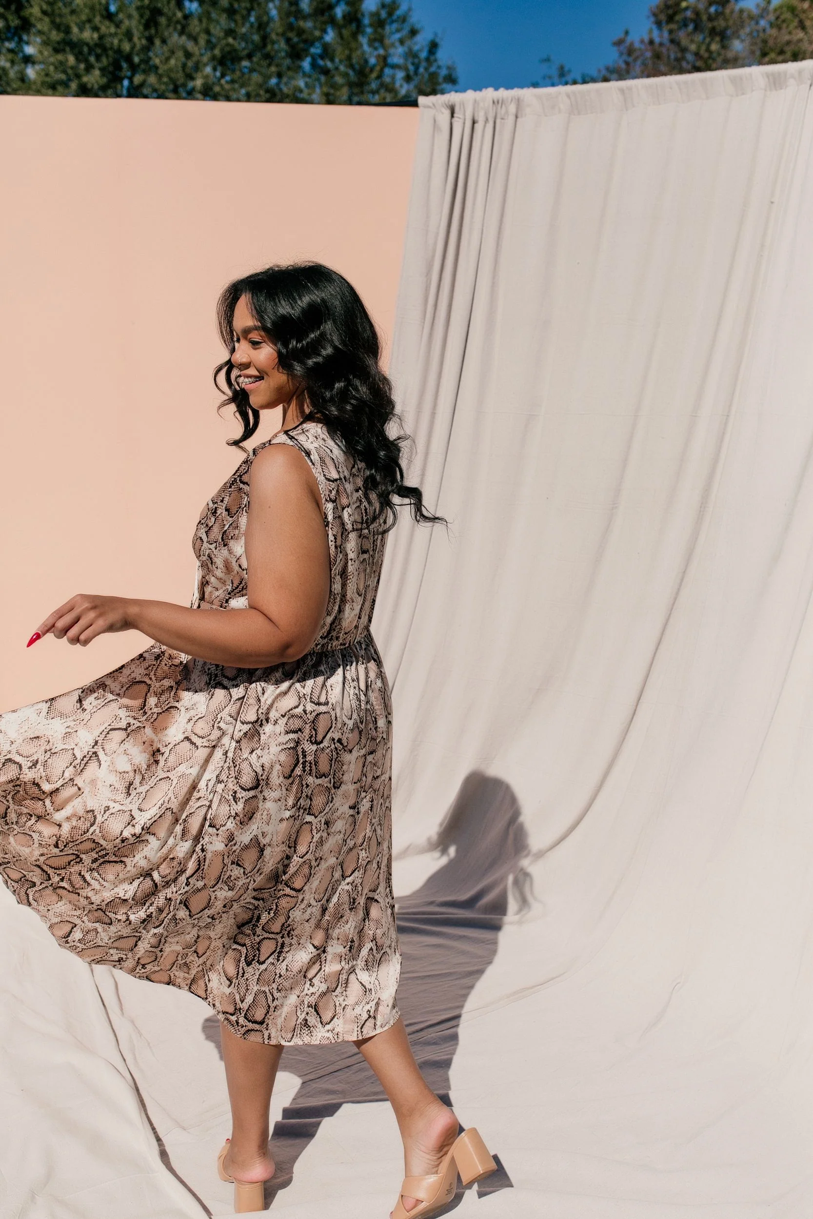 SIZE 3XL PLUS SIZE Augustine Snake Print Midi Dress - Image 7